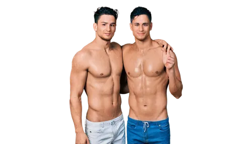 muscular men, gay couple, intimate pose, standing under running water, shampoo hair, soap suds on chest, abs, muscular arms, tattoos, nipple rings, steamy atmosphere, warm lighting, close-up shot, 3/4