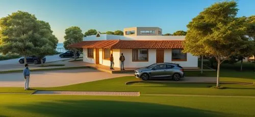 a car parked in front of a house,golf course background,golf lawn,golf hotel,3d rendering,golf landscape,golf car vector,golf resort,golf course grass,suburu,golfcourse,3d render,artificial grass,golf