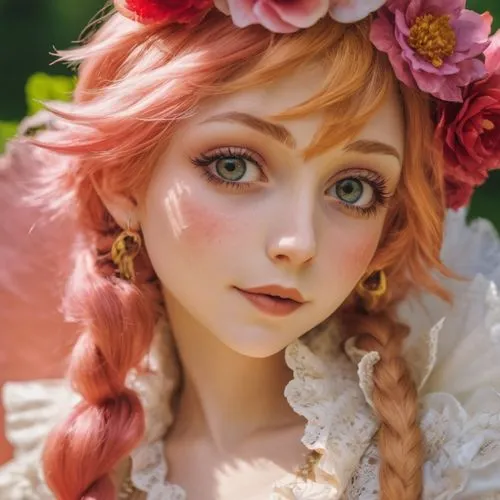 vintage doll,doll paola reina,female doll,handmade doll,porcelain doll,fae,artist doll,doll's facial features,peach rose,redhead doll,victorian lady,garden fairy,japanese doll,realdoll,porcelain dolls,rapunzel,flower fairy,disney rose,wooden doll,painter doll,Conceptual Art,Fantasy,Fantasy 31