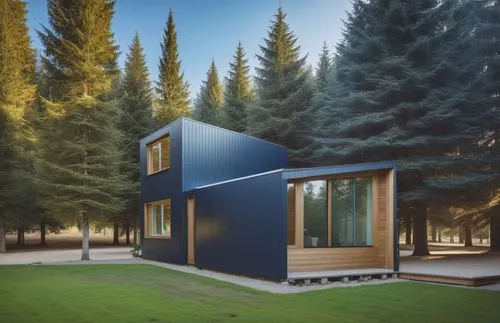 prefabricated buildings,inverted cottage,cubic house,timber house,small cabin,prefab,Photography,General,Realistic