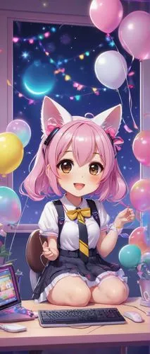 gyori,nyan,hikikomori,ognyan,kawaiisu,natsuki,nya,komuna,birthday banner background,baka,ako,npt,tanabata,nanami,fluffy diary,neko,tokimeki,chocola,vunibaka,cupcake background,Illustration,Realistic Fantasy,Realistic Fantasy 25