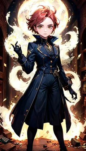 librarian,dodge warlock,fire master,game illustration,hero academy,magistrate,cg artwork,imperial coat,clockmaker,nora,steampunk,woman fire fighter,arcanum,conductor,joan of arc,historian,fluyt,darjeeling,merida,gear shaper,Anime,Anime,General