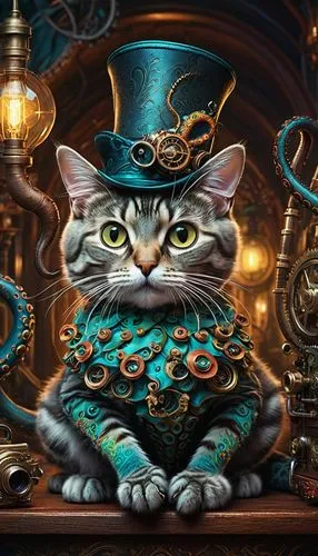 tea party cat,cat sparrow,steampunk,oktoberfest cats,ringmaster,hatter,cat,cheshire,figaro,lucky cat,cat european,watchmaker,fantasy art,napoleon cat,cat image,magician,cat portrait,tabby cat,vintage cat,fantasy portrait,Photography,General,Fantasy