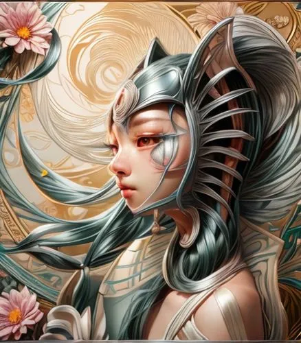 fantasy portrait,tiger lily,fantasy art,elven flower,medusa,faerie,japanese art,faery,flora,fae,flower fairy,chinese art,dryad,oriental princess,lotus blossom,virgo,zodiac sign libra,nine-tailed,the enchantress,fantasy woman