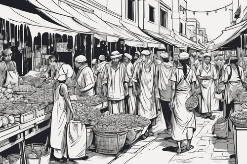 vegetable market,fruit market,souq,the market,grand bazaar,souk,spice market,market,large market,mono-line line art,market stall,market vegetables,vendors,greengrocer,marketplace,spice souk,mono line art,namdaemun market,covered market,fish market,Illustration,Black and White,Black and White 34