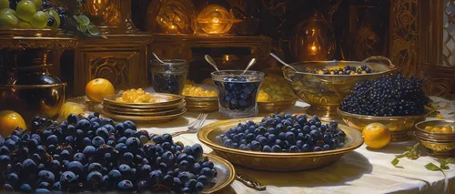 oils,still-life,still life,still life with onions,black berries,grape-hyacinth,summer still-life,fruits of the sea,grape harvest,blue grapes,persian norooz,wood and grapes,grape hyacinths,grape hyacinth,autumn still life,fruits plants,the fruit,grapes,still life of spring,elderberries,Illustration,Realistic Fantasy,Realistic Fantasy 03