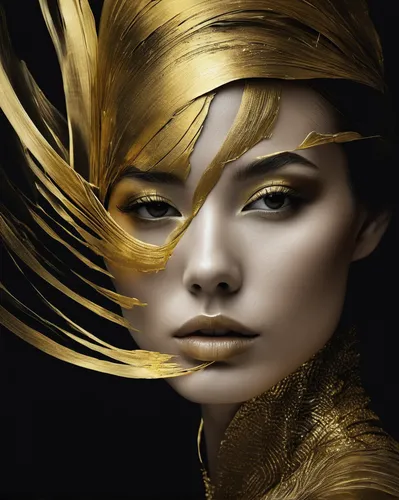 golden mask,gold paint stroke,gold paint strokes,gold mask,gold lacquer,gold leaf,fashion illustration,gold foil crown,gold foil art,golden crown,gold filigree,gold color,gold foil,foil and gold,gold foil mermaid,world digital painting,abstract gold embossed,gold crown,golden color,fantasy portrait,Photography,Artistic Photography,Artistic Photography 06