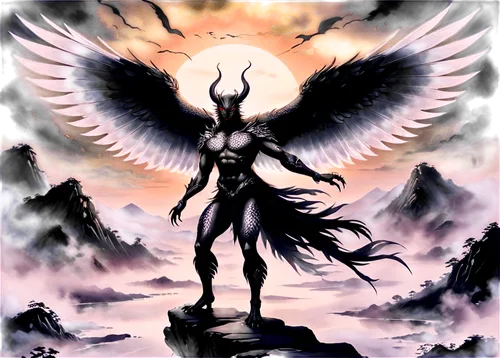 samael,seraph,the archangel,seraphim,archangel,black angel,dark angel,samuil,angel of death,zauriel,shiron,thanatos,nephilim,uriel,angelology,zadkiel,devilman,trishula,sephiroth,lucifer,Illustration,Paper based,Paper Based 30