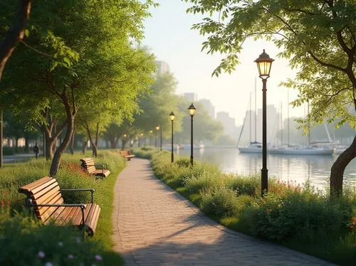 riverside,riverfront,towpath,waterfront,harborwalk,riverbank,landscape background,3d rendering,urban park,riversides,embankment,bayfront,shorefront,3d rendered,river side,river bank,render,walk in a park,city park,waterway,Photography,General,Realistic