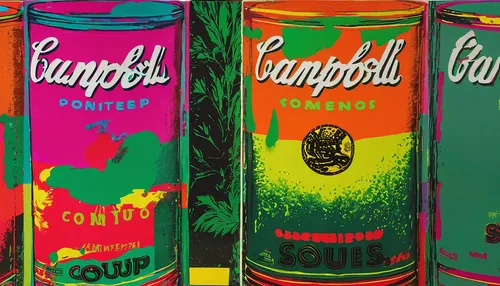 """Falls Rich Colors"" - Originals - All Artwork ,warhol,andy warhol,spray cans,punjena paprika,gunpowder tea,spray can,superfood,paint cans,flavored syrup,pop art background,tropical drink,printing i