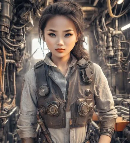 mechanic,steampunk,postapocalyptic,servicewoman,machinist,post apocalyptic,Photography,Realistic