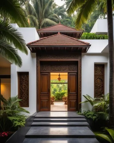 amanresorts,travancore,anantara,kerala,javanese traditional house,garden door,kumarakom,peranakan,seminyak,asian architecture,tropical house,bali,chettinad,tangalle,holiday villa,house entrance,kovalam,front door,srilanka,palm garden,Illustration,Black and White,Black and White 08