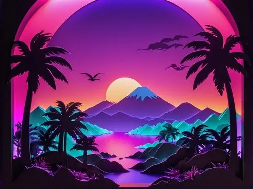 retro background,dusk background,80's design,palm tree vector,beautiful wallpaper,landscape background,amoled,samsung wallpaper,tropics,background screen,tropicalia,tropicale,tropicana,purple wallpaper,summer background,oasis,triangles background,paisaje,palmtrees,tropical island,Unique,Paper Cuts,Paper Cuts 10