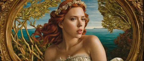 the sea maid,ariadne,amphitrite,bacchante,nereid,aphrodite,melusine,viveros,girl on the boat,art deco woman,botticelli,persephone,girl with cereal bowl,secret garden of venus,girl in a wreath,ceremonials,tretchikoff,cavatina,rosaline,iconographer,Art,Classical Oil Painting,Classical Oil Painting 43