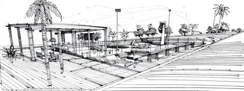 moveable bridge,elevated railway,pergola,frame drawing,architect plan,line drawing,bandstand,technical drawing,wireframe graphics,formwork,bridge - building structure,urban design,wireframe,street pla