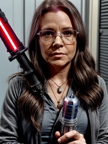 The red lightsaber from the Star Wars trilogy, in the hands of Carrie Fischer,lightsaber,bev,lightsabers,organa,huffine,sourcefed,steinem,silphie,jedi,denboba,tebucky,dyson,chewy,sith,carrie,feldshuh,