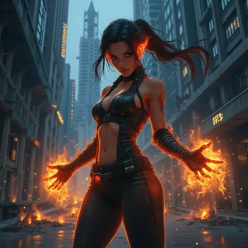 tifa,fiery,blackfire,fire angel,fire background,fire siren