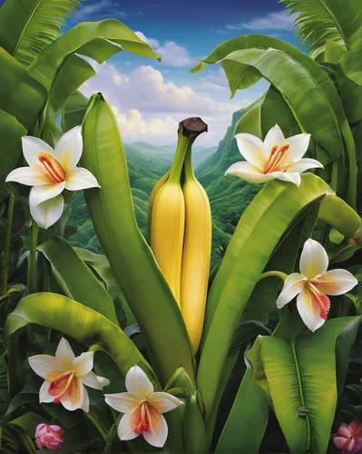 Create a romantic poem inspired by the blossoming banana plant.,banana flower,banana trees,flowers png,banana tree,banana plant,giant white arum lily,tropical bloom,cuba flower,lilies of the valley,sa