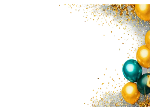 Happy New Year decoration, golden confetti, colorful balloons, sparkling fireworks, glittering 2024 numbers, festive atmosphere, soft focus, shallow depth of field, warm color tone, cinematic lighting