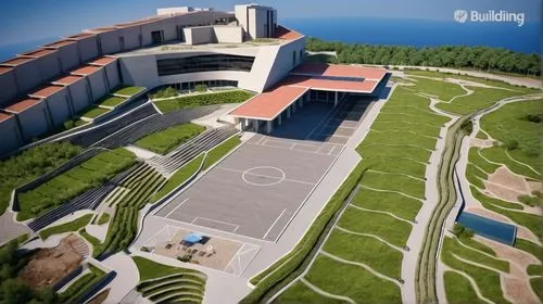 3d rendering,helipad,chancellery,hospital landing pad,solar cell base,school design,sochi,render,paved square,new building,parking lot under construction,citadel,rescue helipad,sewage treatment plant,