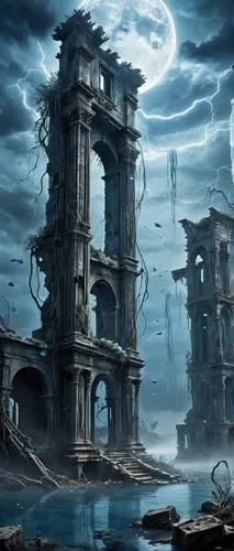 ghost castle,destroyed city,haunted castle,ravenloft,coldharbour,primordia,ancient city,dishonored,darkfall,temporum,imperialis,the ruins of the,lostplace,undercity,fantasy picture,ruinas,ruine,deadlands,apocalyptica,atlantica,Conceptual Art,Fantasy,Fantasy 33