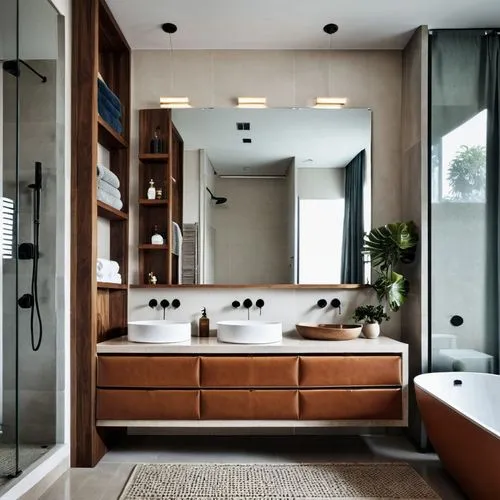 modern minimalist bathroom,luxury bathroom,shower bar,bathroom cabinet,bathroom,shower base,shower door,bathtub,interior modern design,modern decor,contemporary decor,shower panel,bathtub accessory,bathroom sink,tub,washbasin,modern style,bathroom accessory,ceramic tile,interior design,Photography,General,Realistic