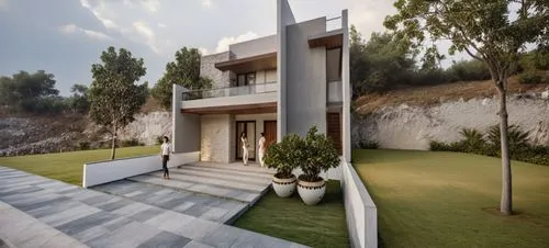 modern house,stucco wall,dunes house,landscape design sydney,3d rendering,residencia,amanresorts,landscaped,residential house,exposed concrete,modern architecture,landscape designers sydney,cubic house,roof landscape,holiday villa,residencial,vivienda,private house,balustraded,cantilevered,Photography,General,Realistic