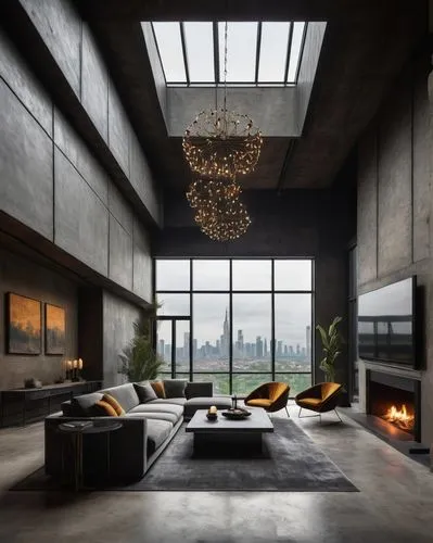 minotti,modern living room,living room,livingroom,interior modern design,penthouses,great room,luxury home interior,loft,fire place,sitting room,modern decor,apartment lounge,fireplaces,modern room,fireplace,interior design,contemporary decor,amanresorts,concrete ceiling,Illustration,Abstract Fantasy,Abstract Fantasy 17