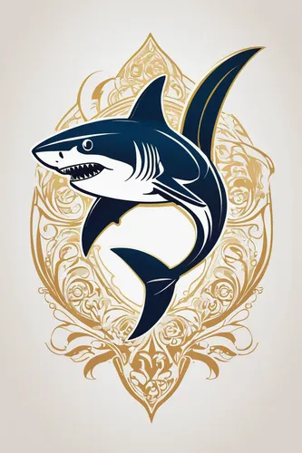 Design an elegant and sophisticated shark logo for a luxury brand.,sailfish,atlantic bluefin tuna,forage fish,thunnus,dolphin background,atlantic blue marlin,rooster fish,albacore fish,dolphin fish,na