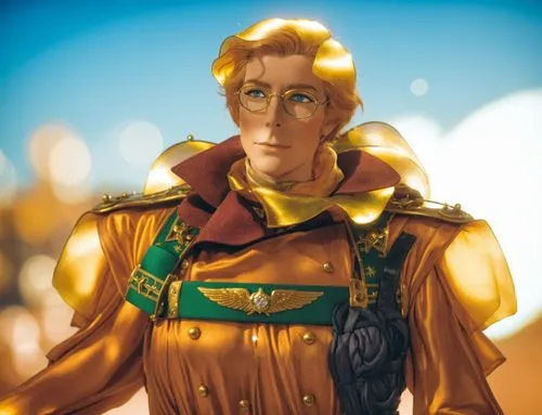 an animated picture of a man dressed as a pilot,fiyero,guybrush,erwin,varrick,anduin,garrison,Photography,General,Cinematic