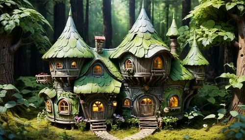 fairy house,house in the forest,fairy village,treehouses,witch's house,miniature house,forest house,scandia gnomes,little house,bird house,birdhouses,fairy forest,elves country,fairy door,wooden houses,tree house,knight village,treehouse,gnomes,fairy tale castle,Conceptual Art,Fantasy,Fantasy 11