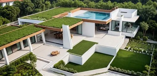 modern house,grass roof,modern architecture,roof landscape,cube house,landscaped,landscape design sydney,garden elevation,smart house,3d rendering,artificial grass,holiday villa,green living,dreamhouse,beautiful home,cubic house,landscape designers sydney,green lawn,residential house,luxury property,Photography,General,Realistic