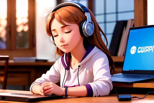 girl studying,girl at the computer,listening to music,computerologist,kids illustration,studyworks,tutorship,tutoring,school work,girl drawing,coder,programadora,study,headphones,computer skype,writing about,headphone,crayon background,computer,animator,Illustration,Japanese style,Japanese Style 03