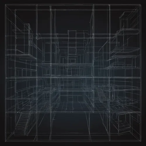 Imagine a wireframe graphic with a dark and mysterious atmosphere for an interactive game interface.,wireframe,frame drawing,wireframe graphics,ventilation grid,computer art,fragmentation,circuitry,fr