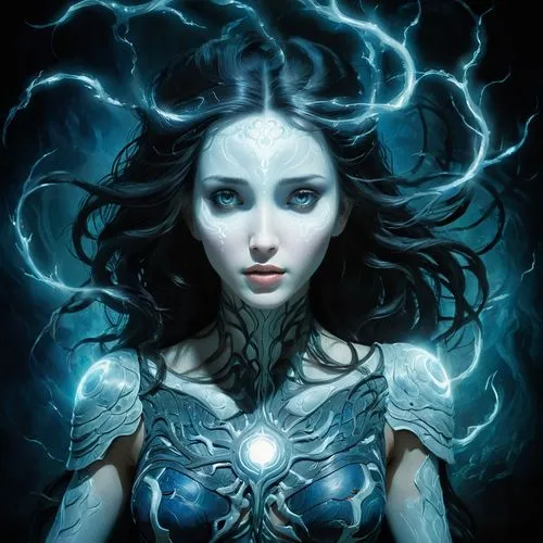 blue enchantress,the enchantress,enchantress,sigyn,melisandre,sorceror,Illustration,Black and White,Black and White 08