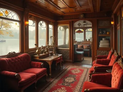 railway carriage,parlor,saloon,victorian room,the interior of the,seating area,museum train,passenger car,veranda,royal interior,interior view,sitting room,breakfast room,dining room,private railway,banquette,istanbul,jungfrau railway,mezzanine,salon,Photography,General,Realistic