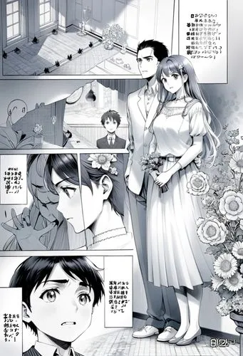 Manga page, make it colorful,two people standing next to each other in a room,shinran,guqin,nozaki,gosho,okurigana,hagio,Anime,Anime,General