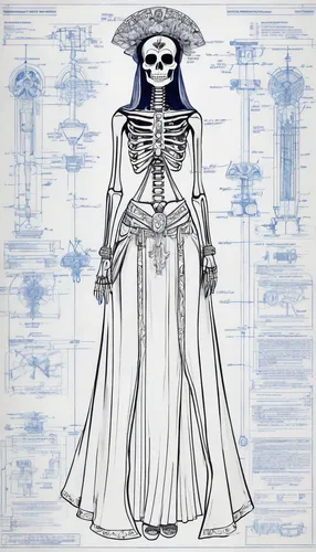 vintage skeleton,dance of death,skeletal structure,day of the dead skeleton,costume design,skeletal,blueprint,skull bones,la calavera catrina,scull,la catrina,skull allover,blueprints,catrina calavera,cd cover,dead bride,endoskeleton,x-ray,skeleton,medical radiography,Unique,Design,Blueprint