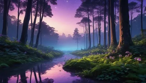 purple landscape,fantasy landscape,fairy forest,forest of dreams,forest landscape,fairytale forest,purple wallpaper,fantasy picture,foggy forest,enchanted forest,landscape background,forest background,elven forest,fairy world,forest,forest glade,purple,the forest,nature landscape,germany forest,Photography,General,Realistic