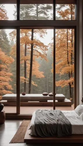 japanese-style room,ryokan,wooden windows,wood window,ryokans,bedroom window,tatami,autumn motive,window curtain,window view,forest house,autumn decor,japan landscape,open window,autumn in japan,japon,beautiful japan,amanresorts,coziness,sleeping room,Photography,General,Realistic