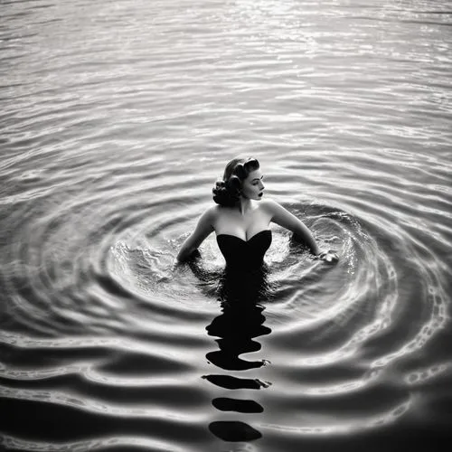 ripples,sirene,rippling,lartigue,ondine,in water,photoshoot with water,walk on water,naiad,rippled,submerged,submerging,buoyant,girl on the river,watery heart,flotation,submersed,submersion,water nymph,the blonde in the river,Photography,Black and white photography,Black and White Photography 08