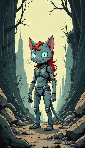 cat warrior,thundercats,nuka,red cat,kosmo,rocket raccoon,Illustration,American Style,American Style 15