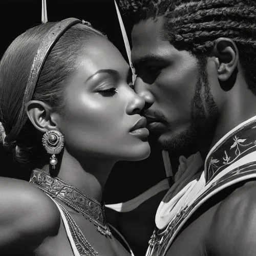 black couple,orishas,garamantes,liaisons,black models,concubine,oracene,lordan,rashomon,loveromance,zumanity,othello,romancing,lovesong,dothraki,derivable,afrofuturism,throughout the game of love,queenship,romanced,Photography,Black and white photography,Black and White Photography 05