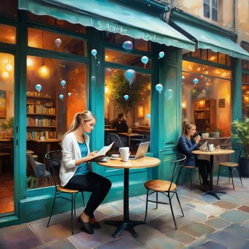 watercolor tea shop,watercolor cafe,paris cafe,parisian coffee,street cafe,coffee shop,Conceptual Art,Daily,Daily 32