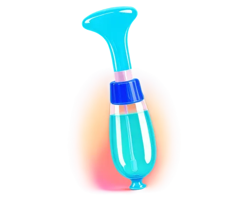 Cute medical tool, small size, colorful plastic, rounded shape, needle tip, transparent liquid inside, shiny surface, soft shadow, 3/4 composition, bright background, pastel color tone, detailed textu