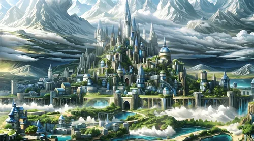 tirith,gondolin,fantasy city,erebor,cybercity,alfheim