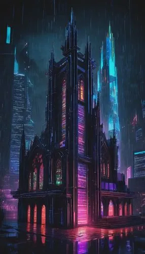 fantasy city,arkham,metropolis,cybercity,cyberpunk,cityscape,futuristic landscape,cybertown,black city,destroyed city,citadel,dystopian,gotham,synth,areopolis,bladerunner,cyberworld,colorful city,cyberia,ruin,Illustration,Realistic Fantasy,Realistic Fantasy 42