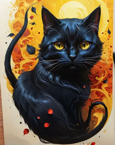 cat vector,black cat,gold foil art,watercolor cat,adobe illustrator,halloween black cat,halloween cat,cat portrait,cat on a blue background,black paper,capricorn kitz,drawing cat,chartreux,yellow eyes,vector illustration,mozilla,feline,cat paw mist,gold foil,firestar,Conceptual Art,Fantasy,Fantasy 03