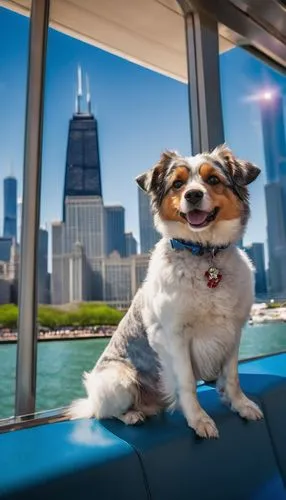 boat ride,chicagoan,on a yacht,dog photography,sears tower,boating,travelzoo,ferrying,boat trip,the observation deck,chicago,barclay,tugboat,willis tower,aboard,boat operator,the pembroke welsh corgi,chicago skyline,water taxi,cocaptain,Illustration,Realistic Fantasy,Realistic Fantasy 02