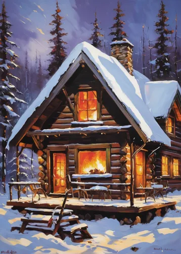 Imagine a snow-covered cabin where two lovers share a melting heart conversation by the fireplace.,winter house,log cabin,winter village,christmas landscape,the cabin in the mountains,christmas snowy 